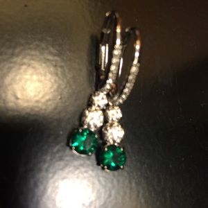 Swarvorski Earrings white crystal  and green.
